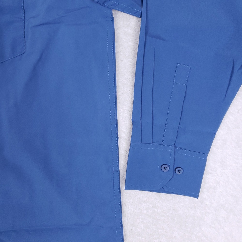 Harriton Blue Dress Shirt Men Large Button Up Long Sleeve Work Corporate Office - Picture 3 of 7